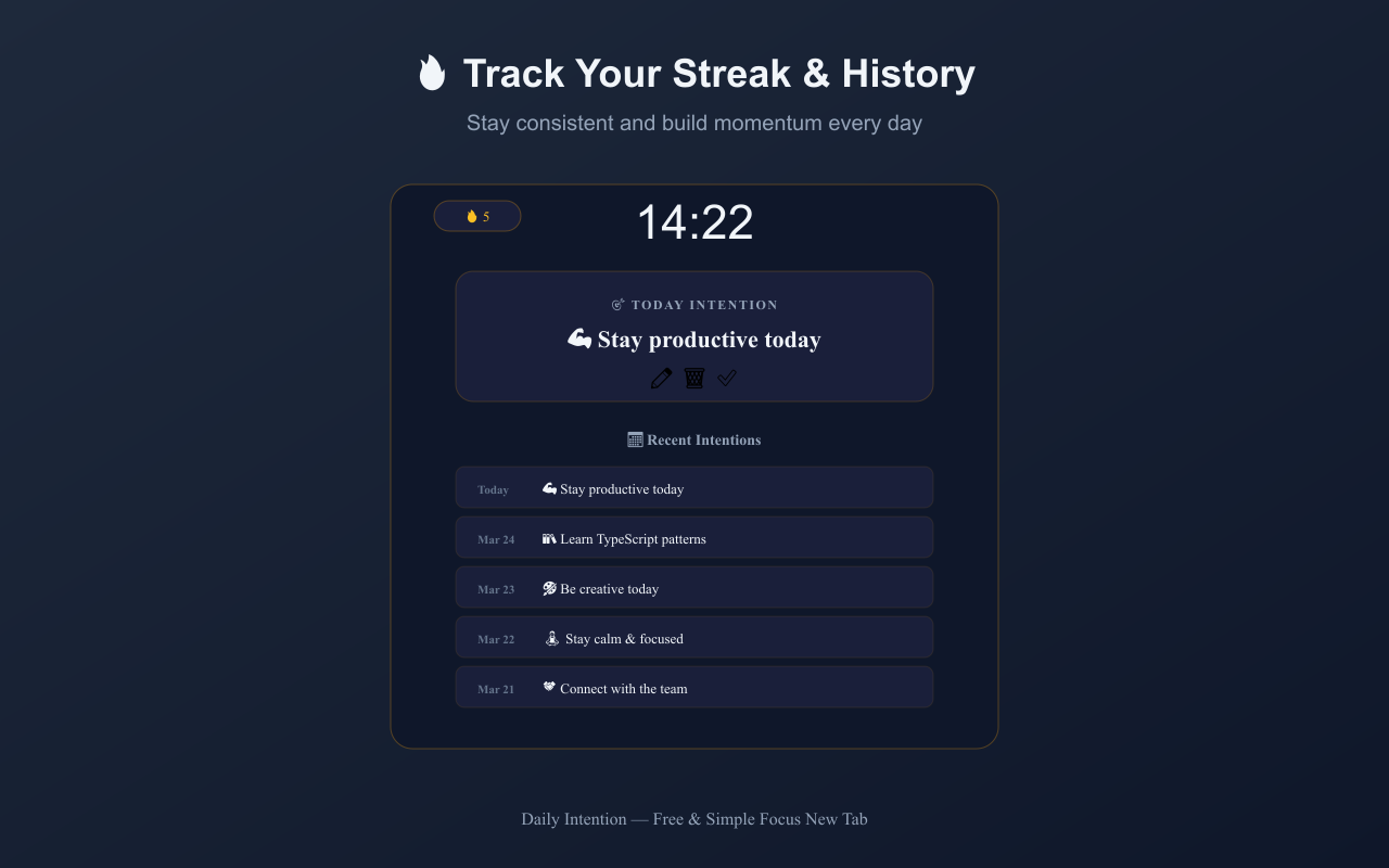 Daily Intention - Streak and History
