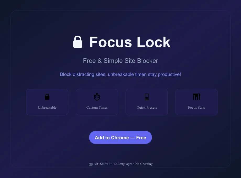 Focus Lock - Free Site Blocker Promo