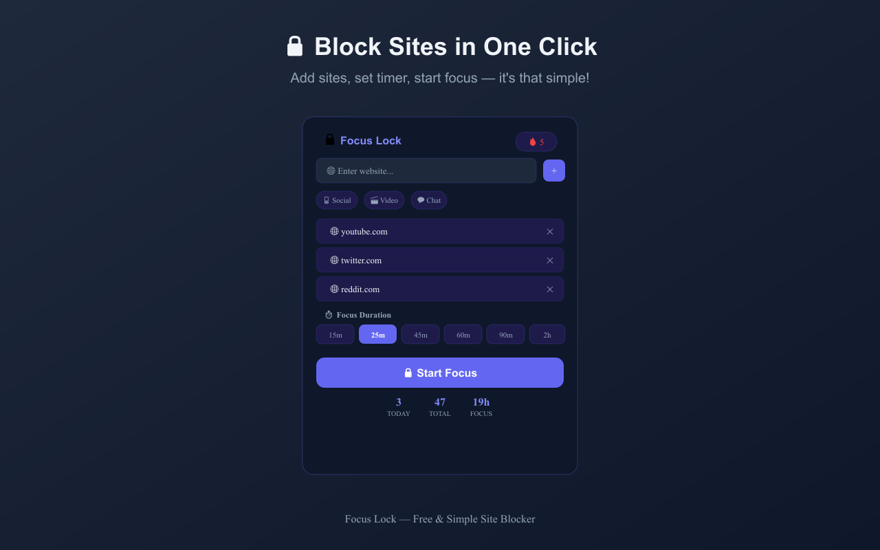 Focus Lock - Main Interface Screenshot