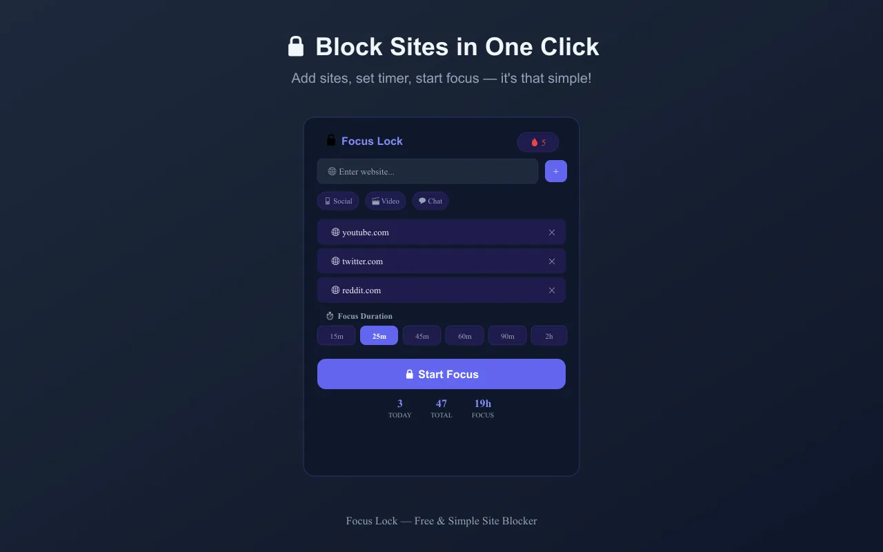 Focus Lock - Main Interface Screenshot