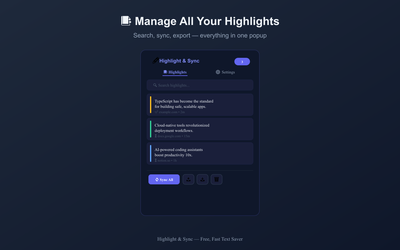 Highlight & Sync Screenshot