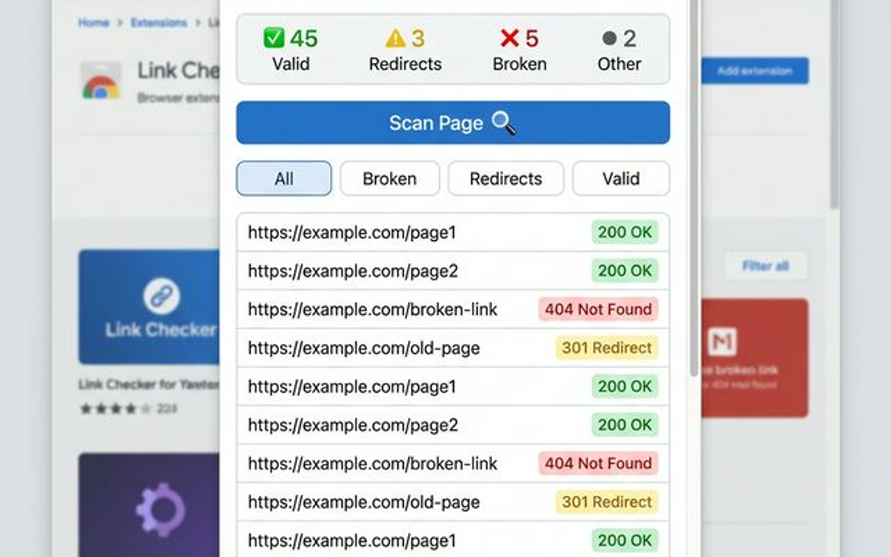 Link Checker - Scan Results Screenshot