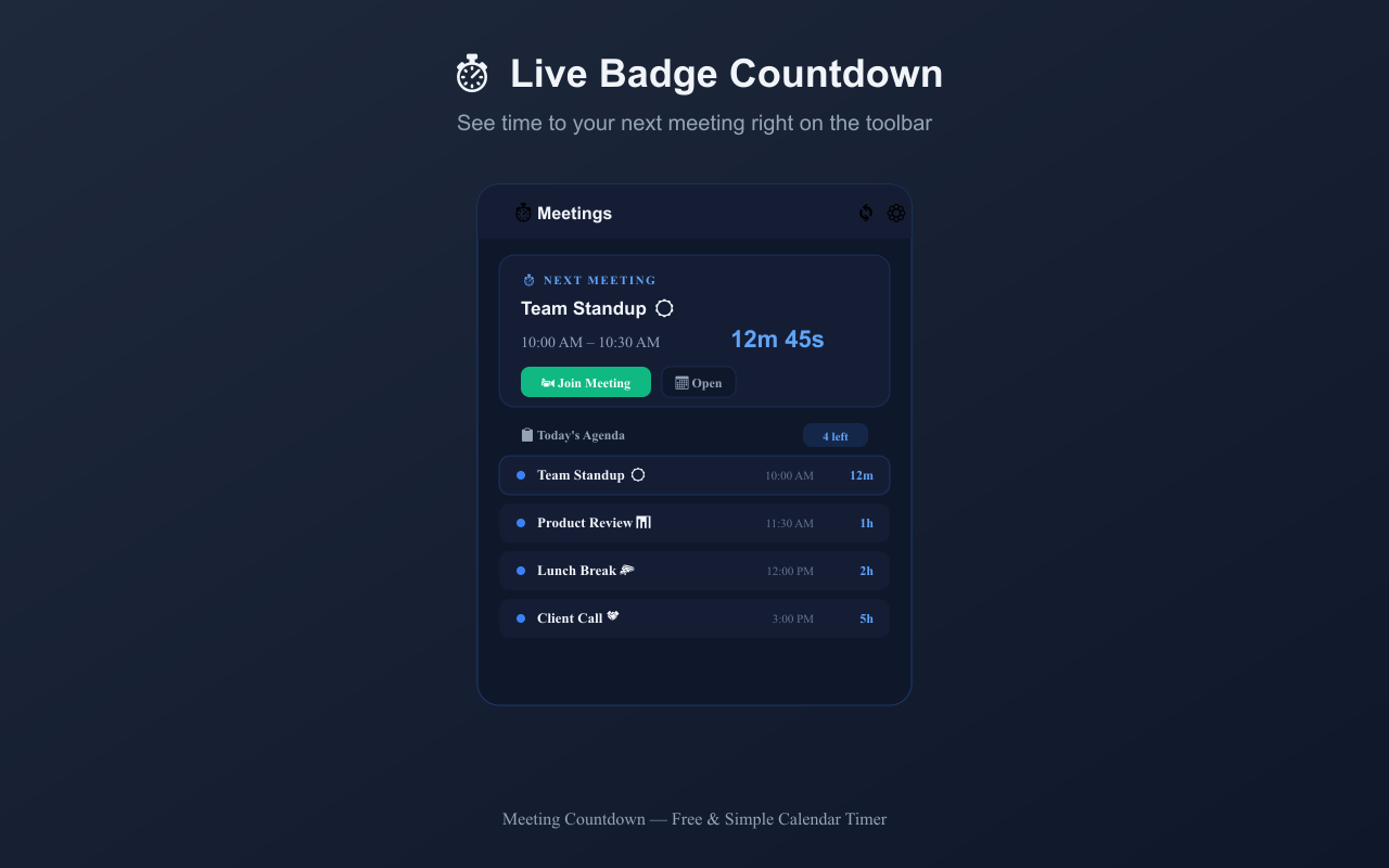 Meeting Countdown - Live badge countdown