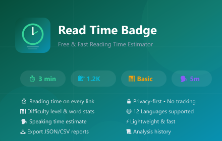 Read Time Badge – Free & Fast Reading Time Estimator | Welcome and Goodbye