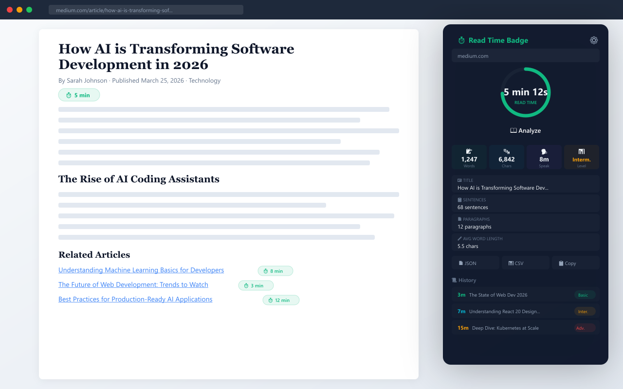 Read Time Badge - Reading Time Estimator