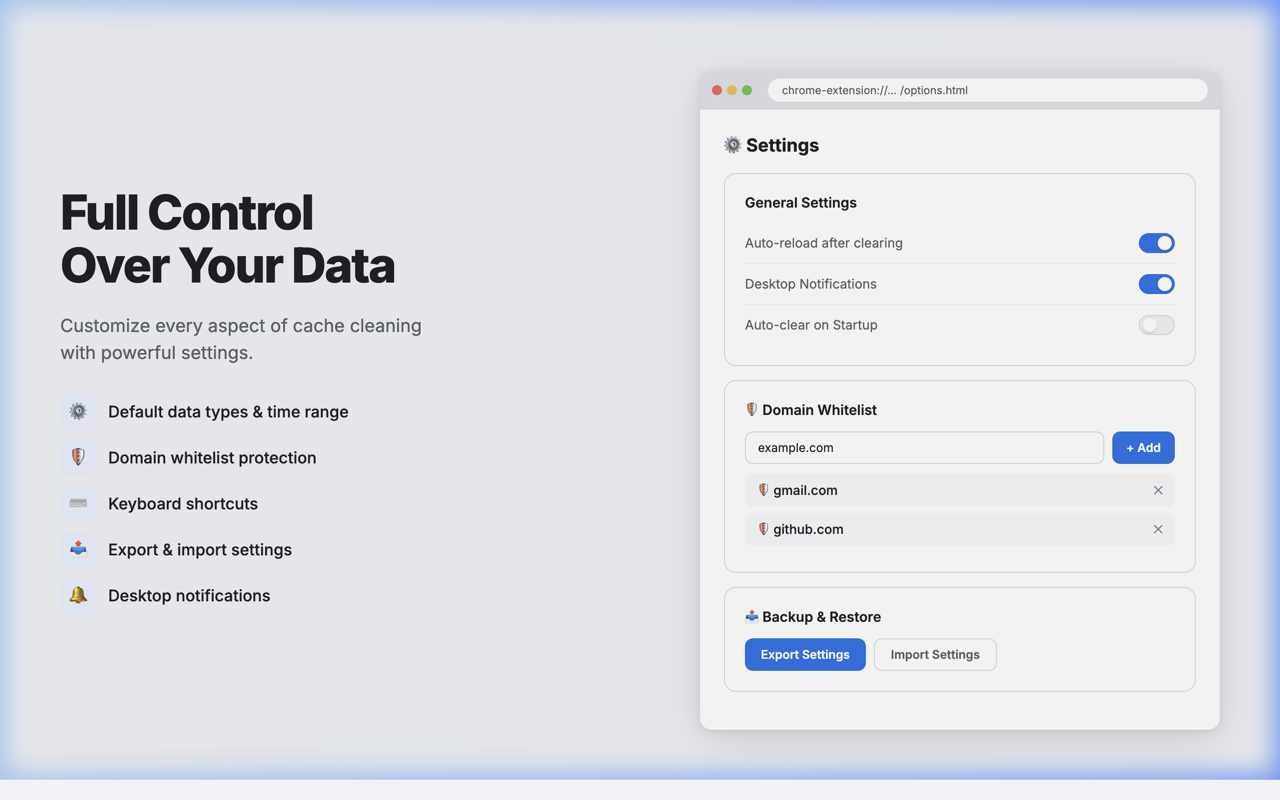 Simple Cache Cleaner - Settings Page