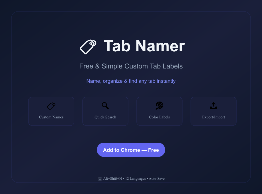 Tab Namer – Free and Simple Custom Tab Labels | Welcome and Goodbye
