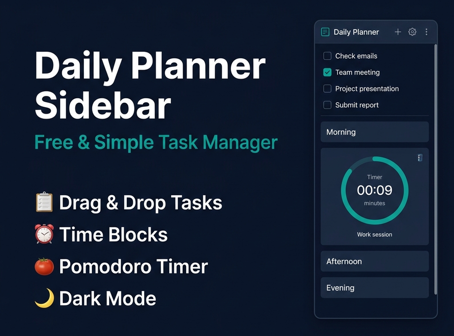 Daily Planner Sidebar — Free & Simple Task Manager for Chrome