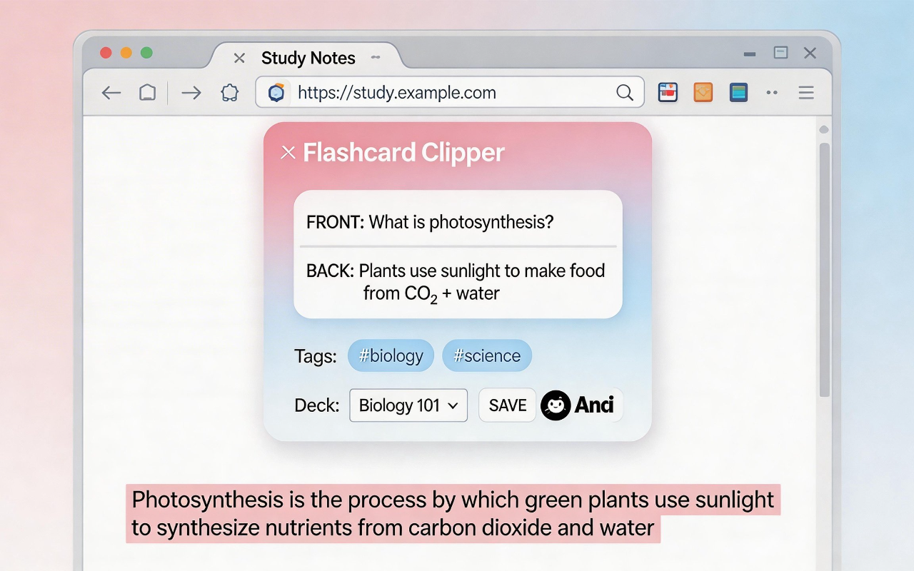Flashcard Clipper - Main Popup