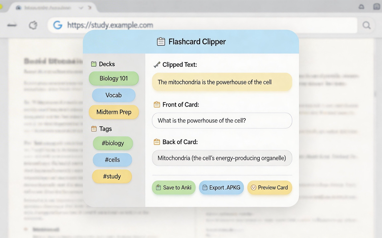 Flashcard Clipper - Context Menu