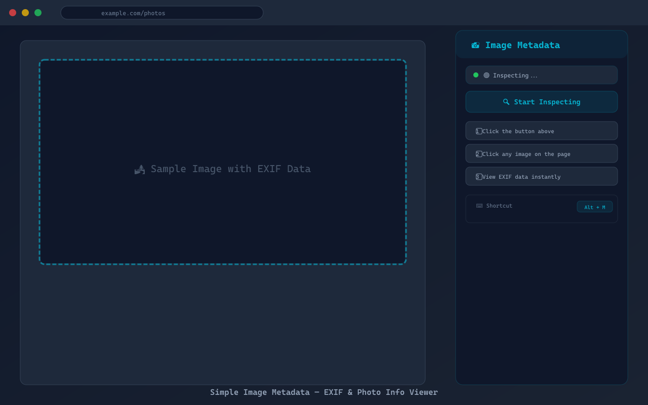 Simple Image Metadata Viewer - Popup Interface
