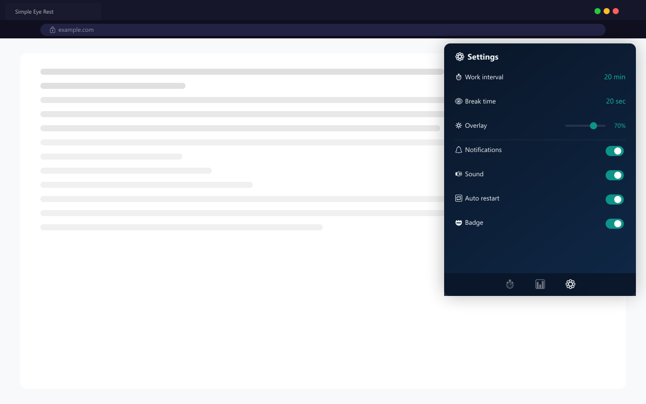 Simple Eye Rest - Settings