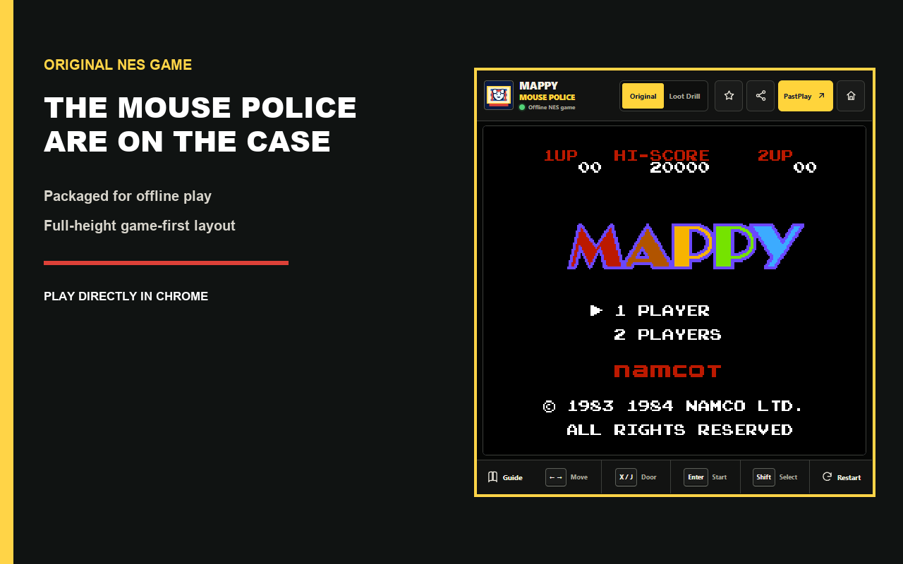 Mappy NES Mouse Adventure Chrome extension gameplay screenshot