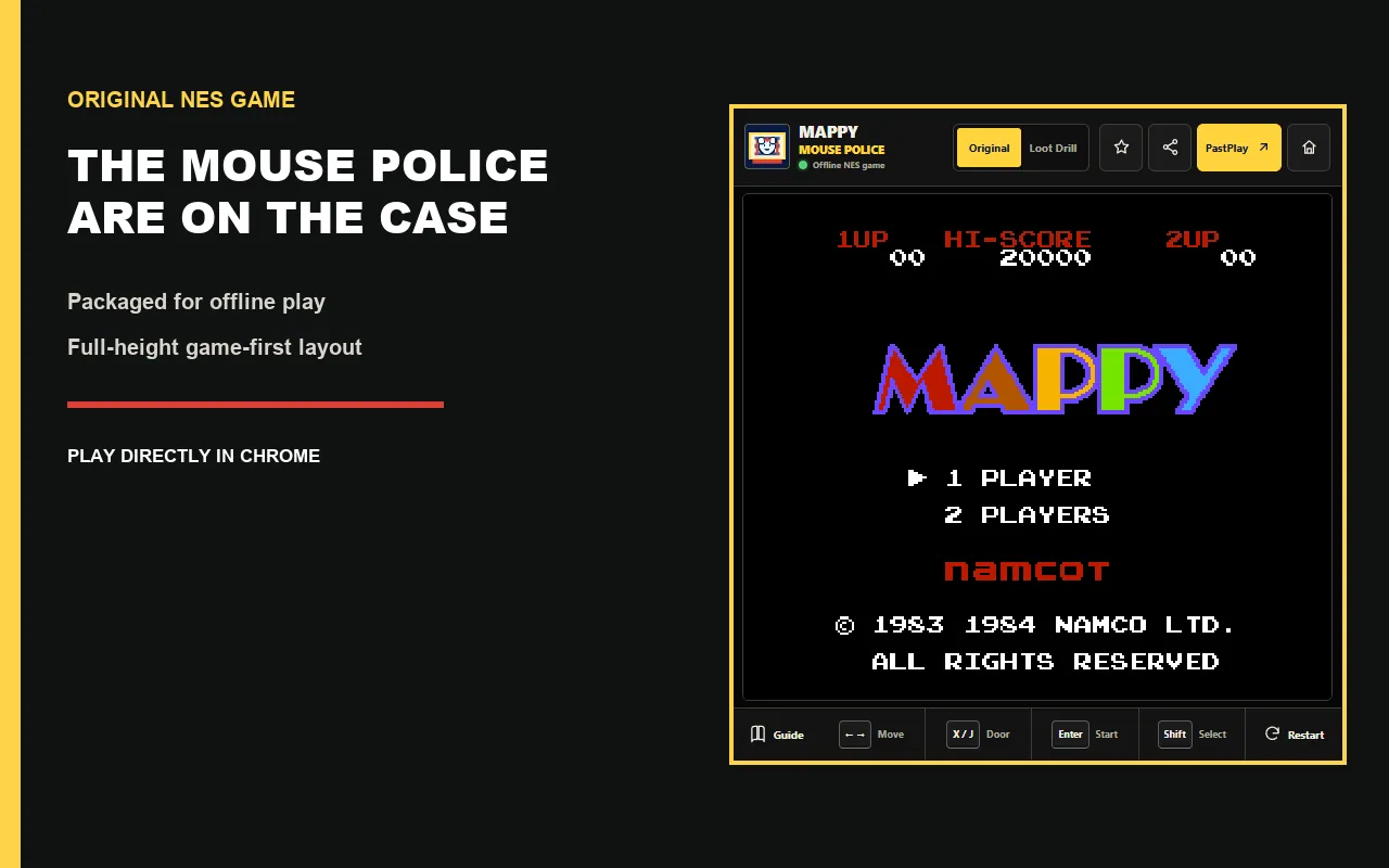 Mappy NES Mouse Adventure Chrome extension gameplay screenshot