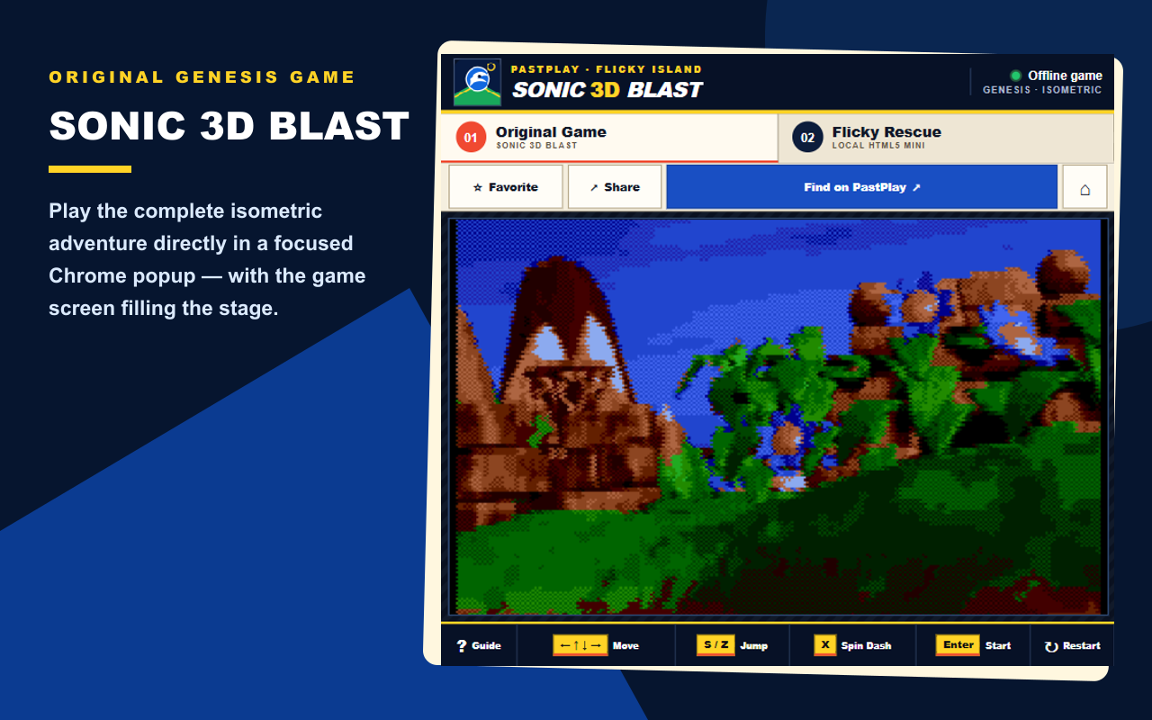 Sonic 3D Blast Chrome extension gameplay screenshot