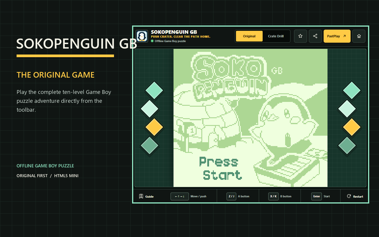 SokoPenguin GB Chrome extension gameplay screenshot