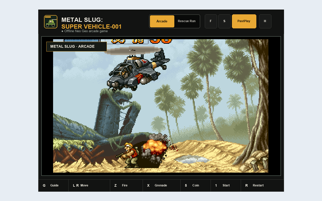 Metal Slug Super Vehicle-001 - Arcade Action original game in the Chrome extension
