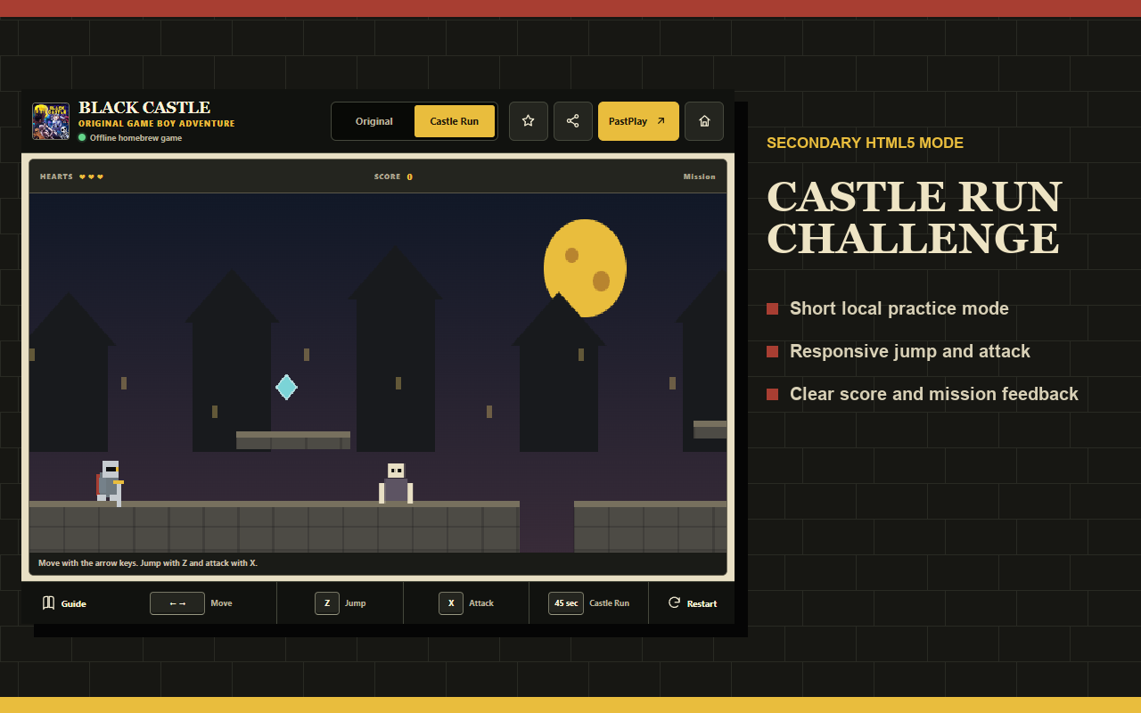Black Castle - Retro Action Platformer Chrome extension gameplay screenshot