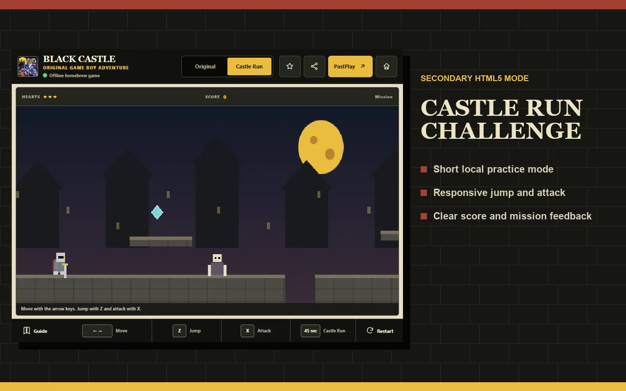 Black Castle - Retro Action Platformer Chrome extension gameplay screenshot