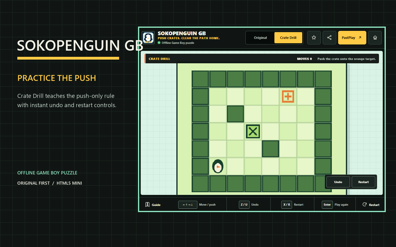 SokoPenguin GB Chrome extension gameplay screenshot