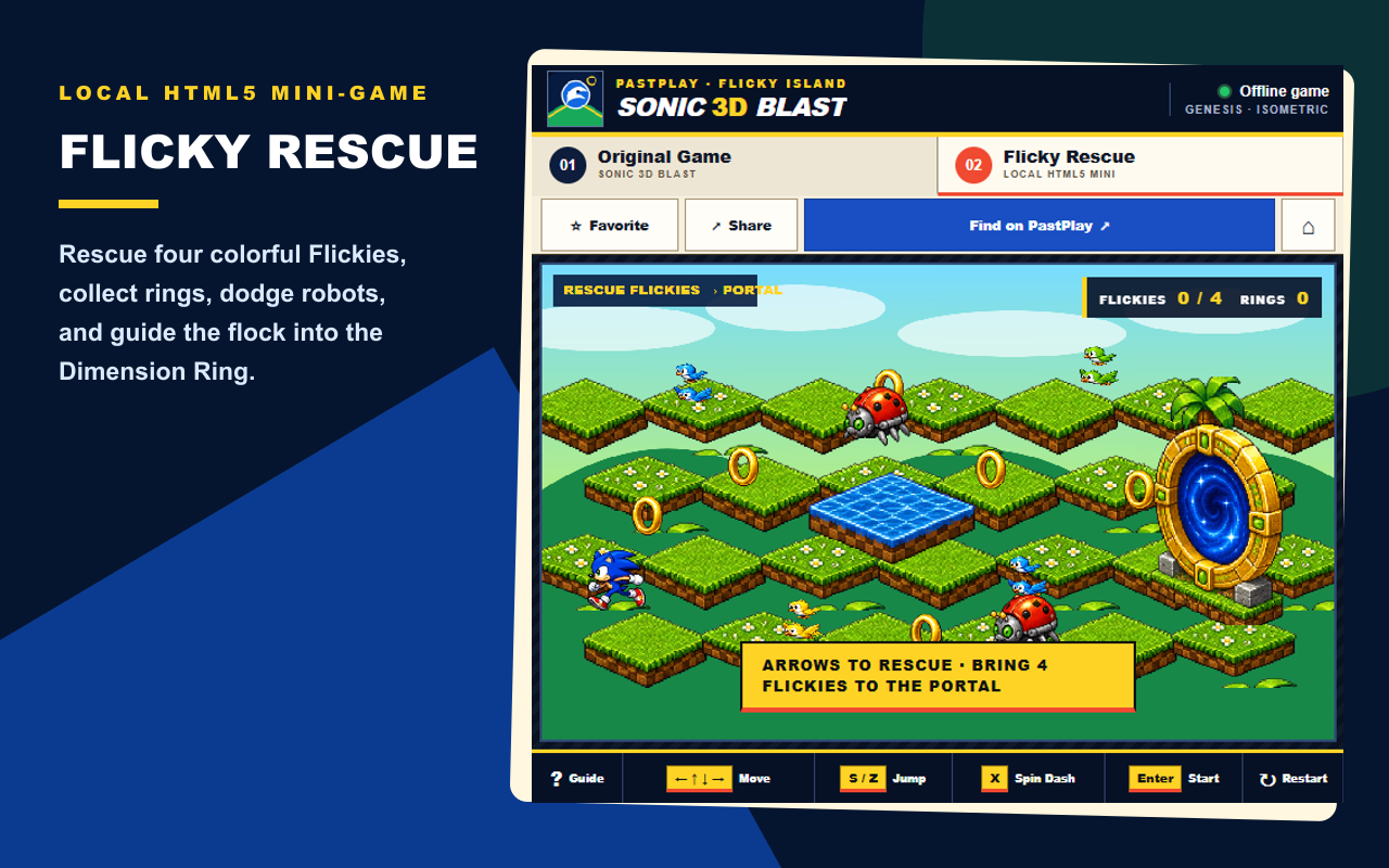 Sonic 3D Blast Chrome extension gameplay screenshot