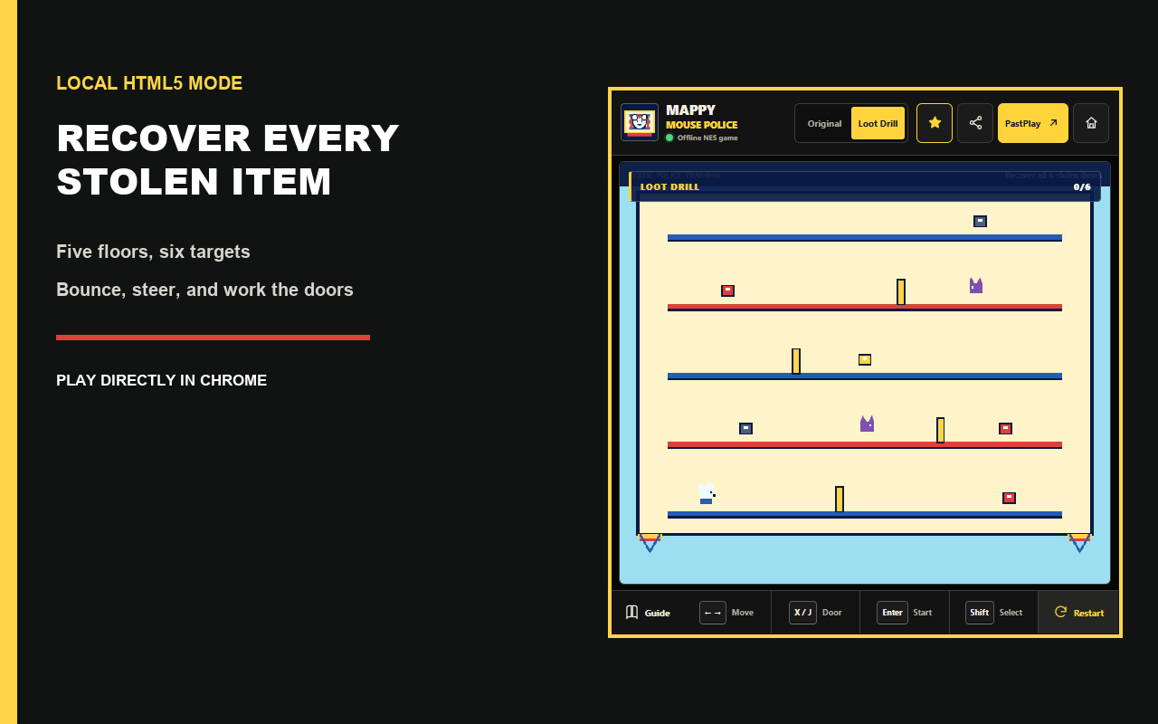 Mappy NES Mouse Adventure Chrome extension gameplay screenshot