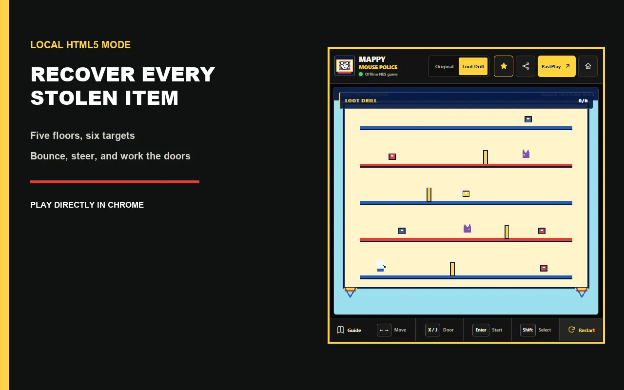 Mappy NES Mouse Adventure Chrome extension gameplay screenshot