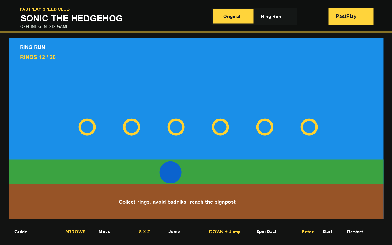 World Sprint local HTML5 mini-game in Sonic the Hedgehog - Classic Genesis Game