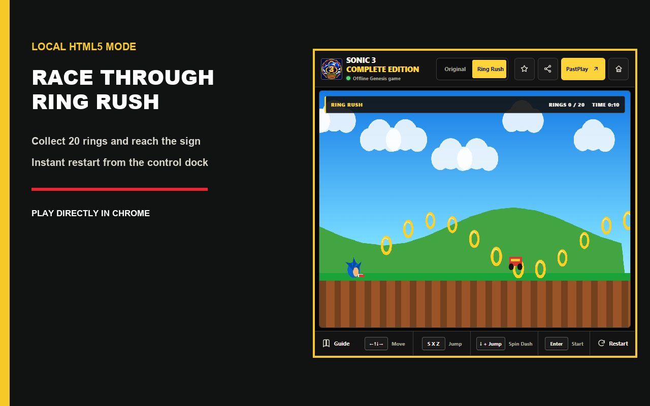Sonic 3 Complete Genesis Game Chrome extension gameplay screenshot