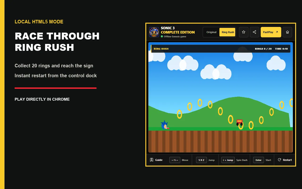 Sonic 3 Complete Genesis Game Chrome extension gameplay screenshot