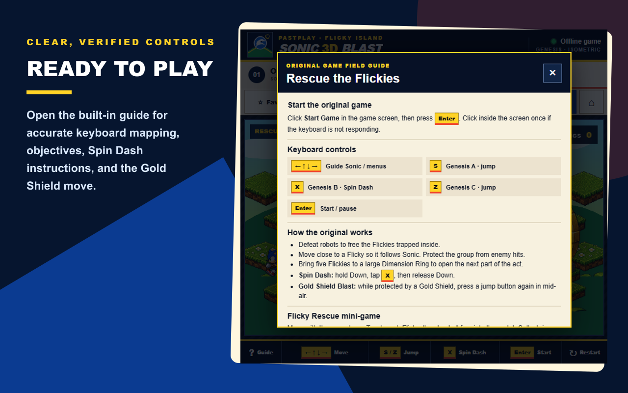 Sonic 3D Blast Chrome extension gameplay screenshot
