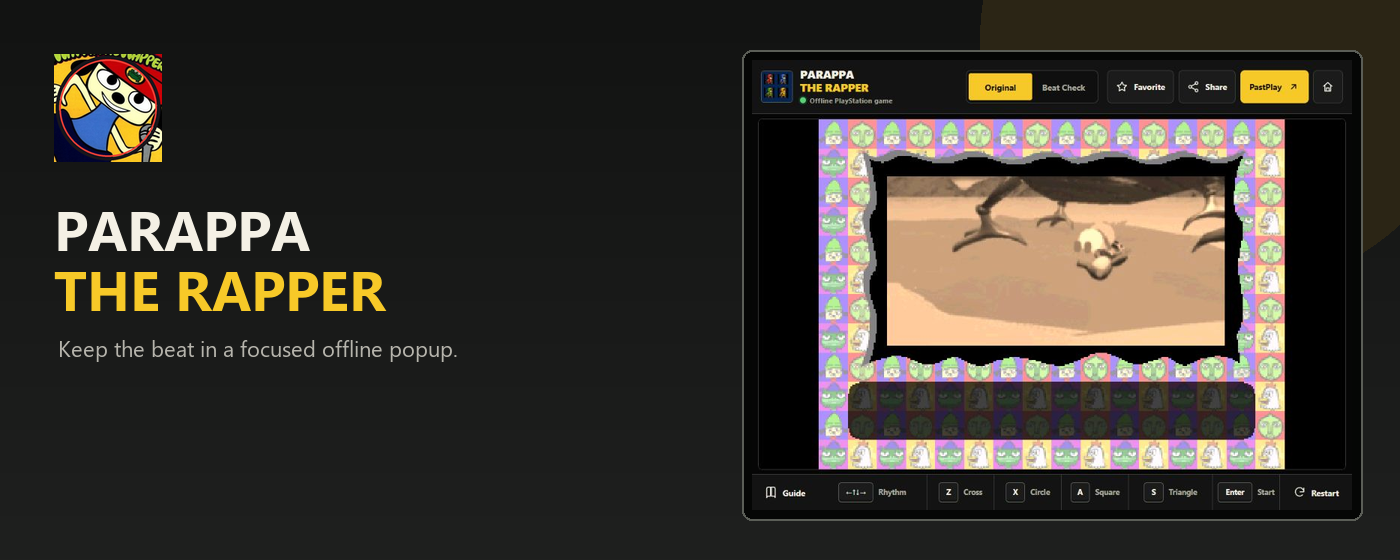 PaRappa The Rapper Rhythm Game Chrome extension