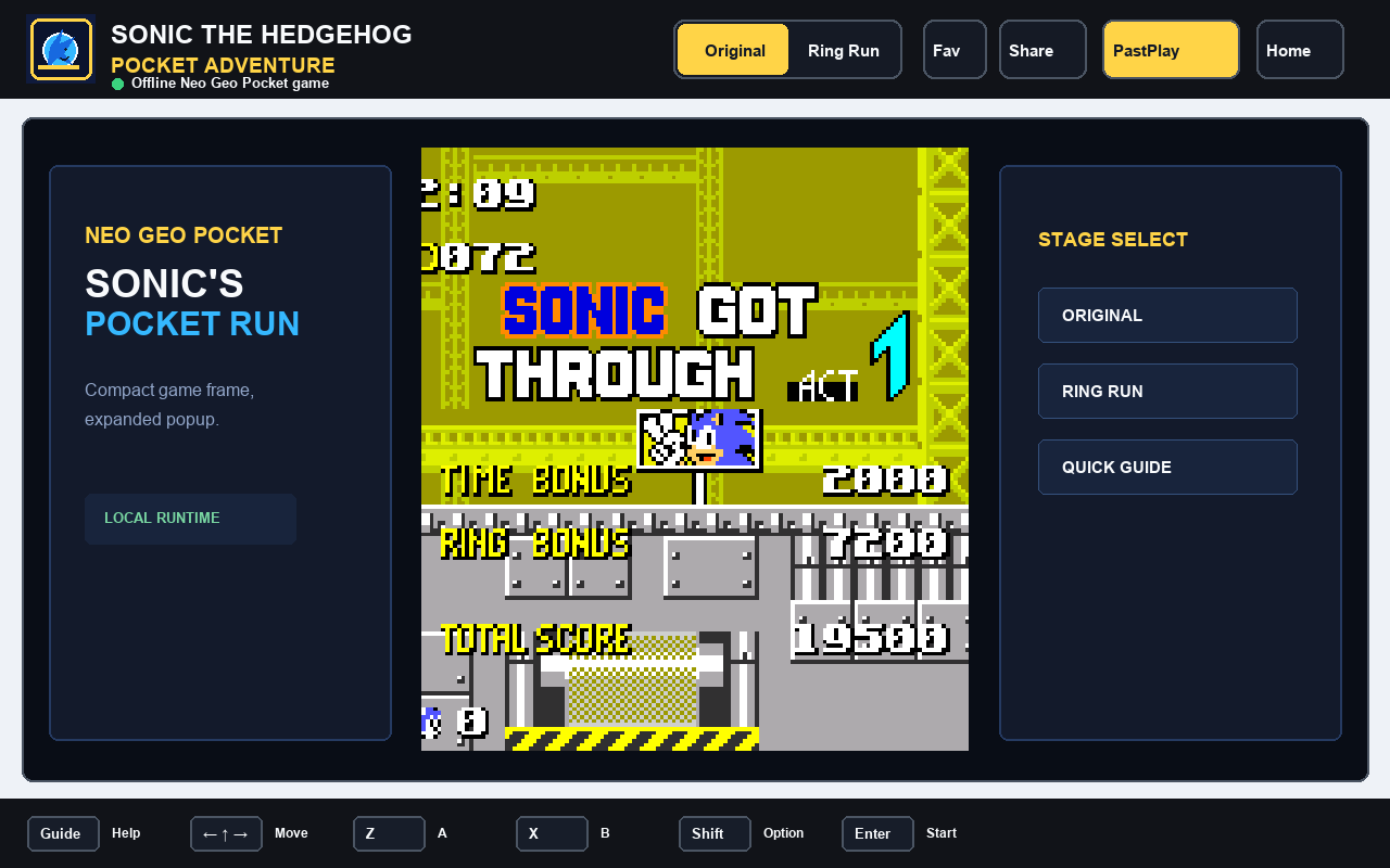 Sonic Pocket Adventure original game in the Chrome extension