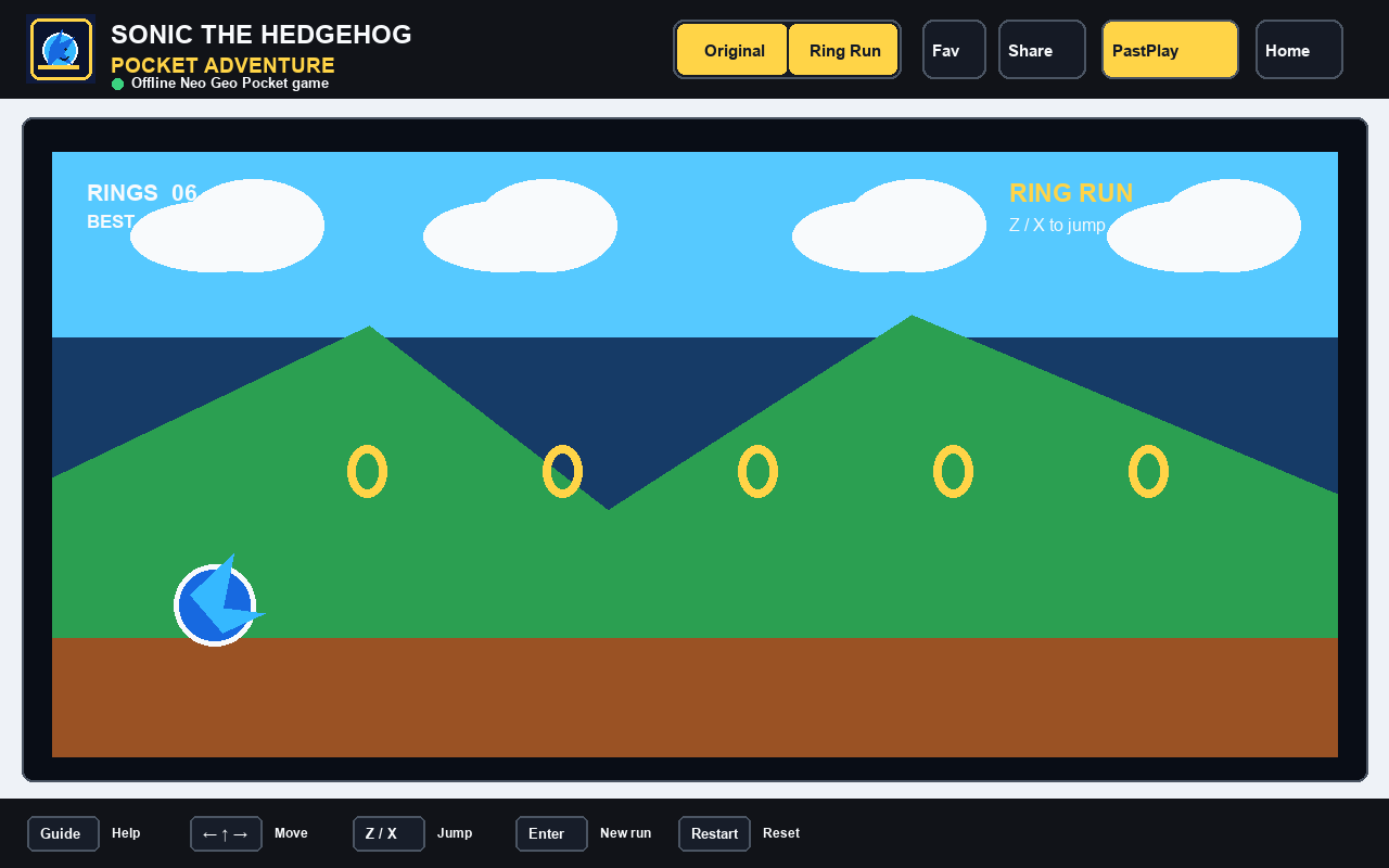 Ring Run local HTML5 mini-game in Sonic Pocket Adventure