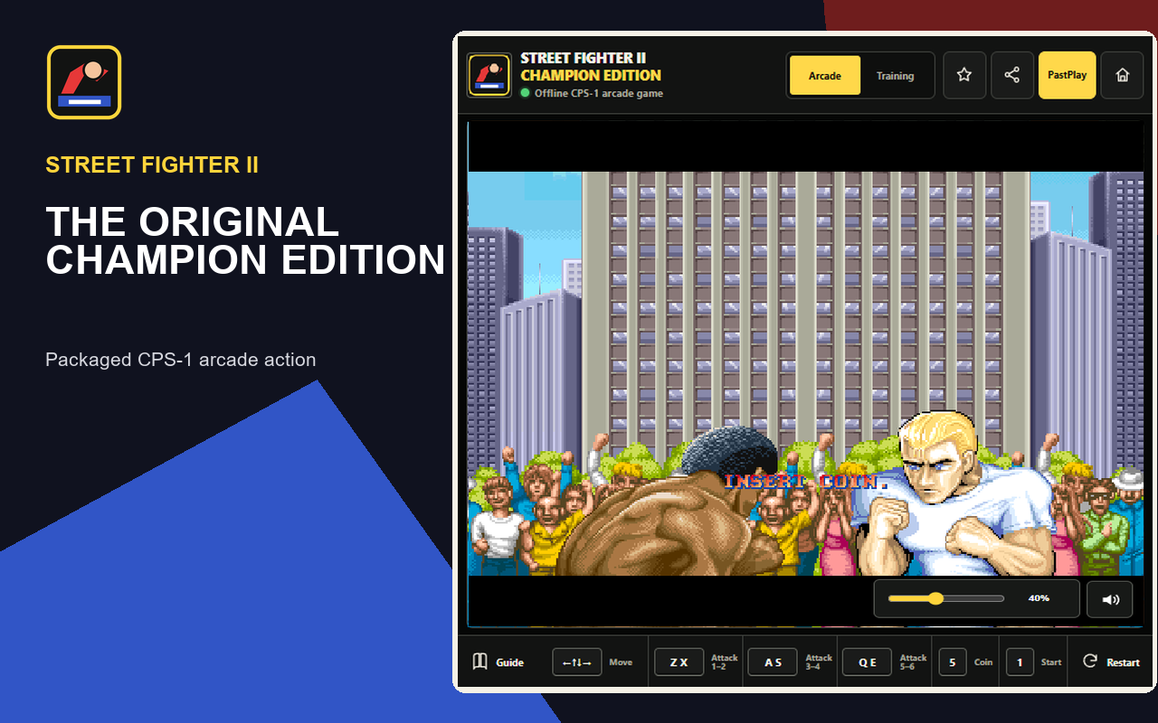 Street Fighter II Champion Edition original arcade game in the Chrome extension
