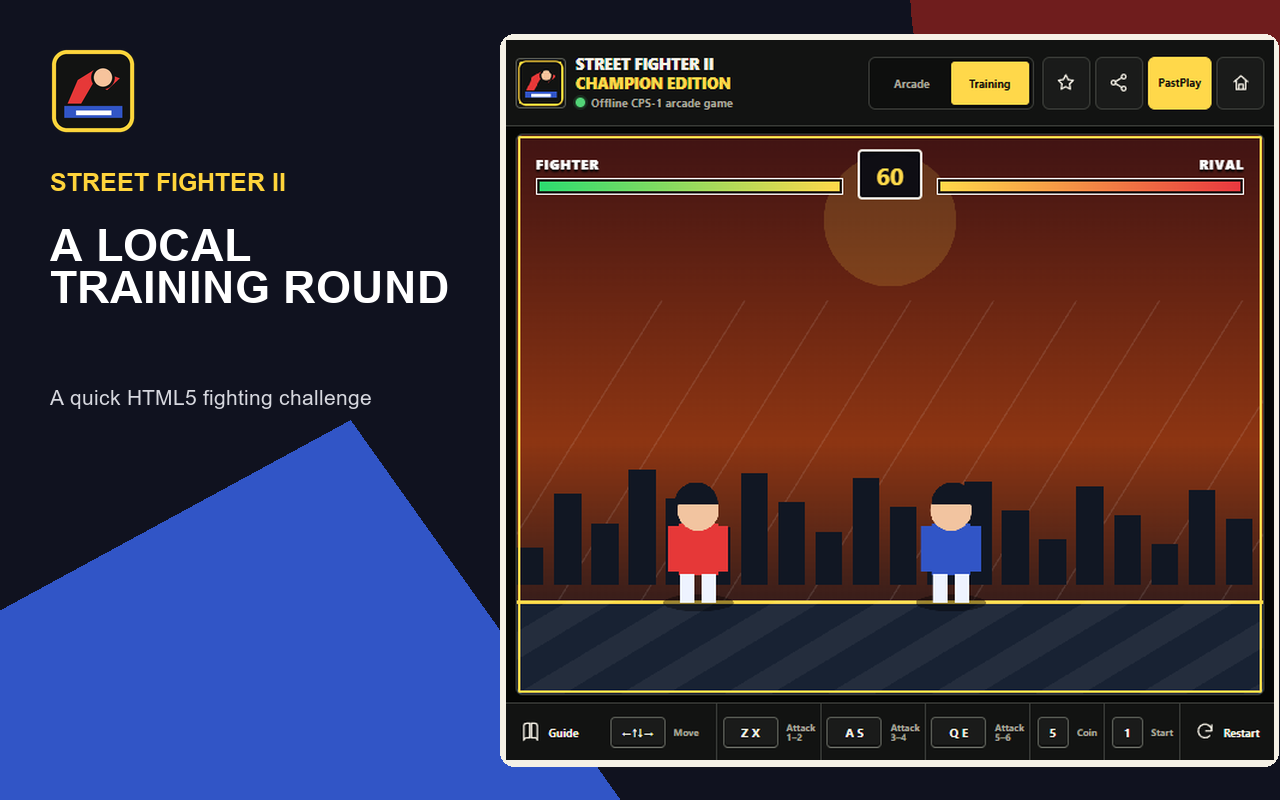 Training Round local HTML5 mini-game in the Street Fighter II Chrome extension
