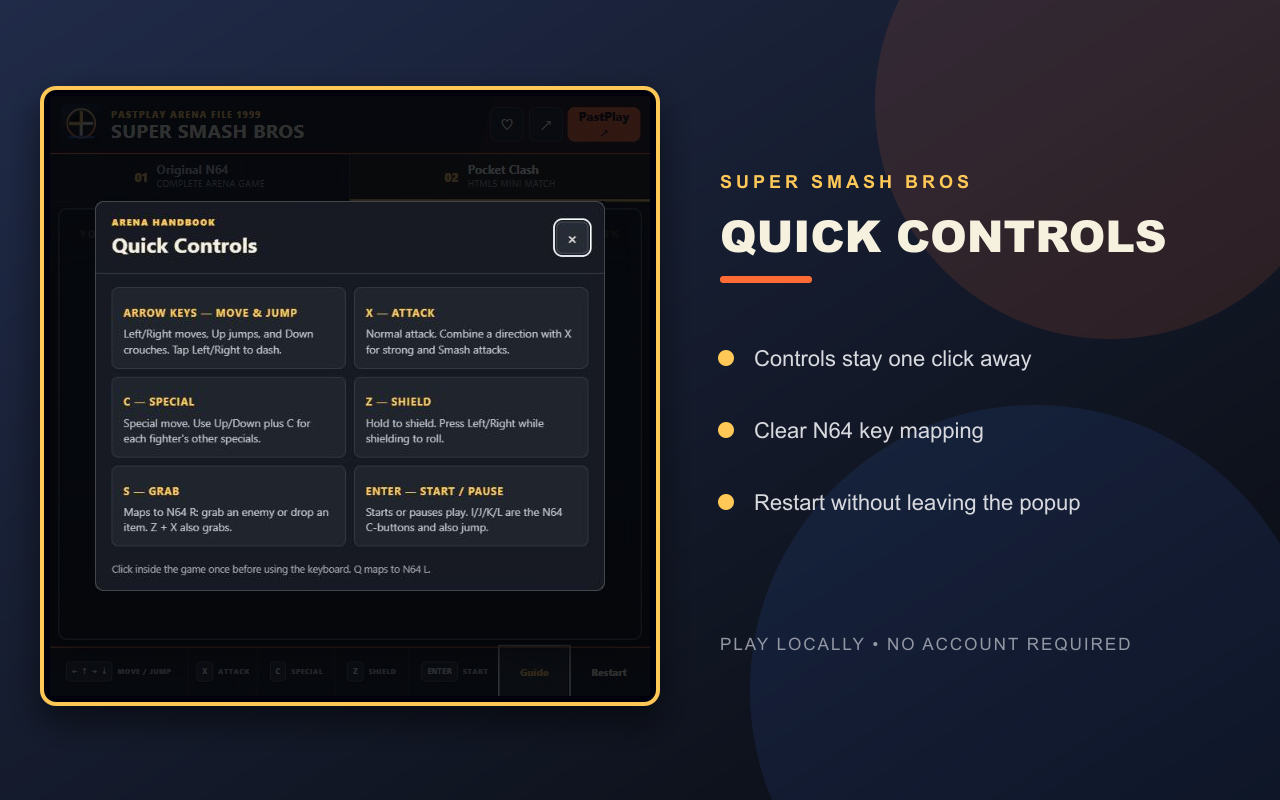 Super Smash Bros keyboard guide in the Chrome extension