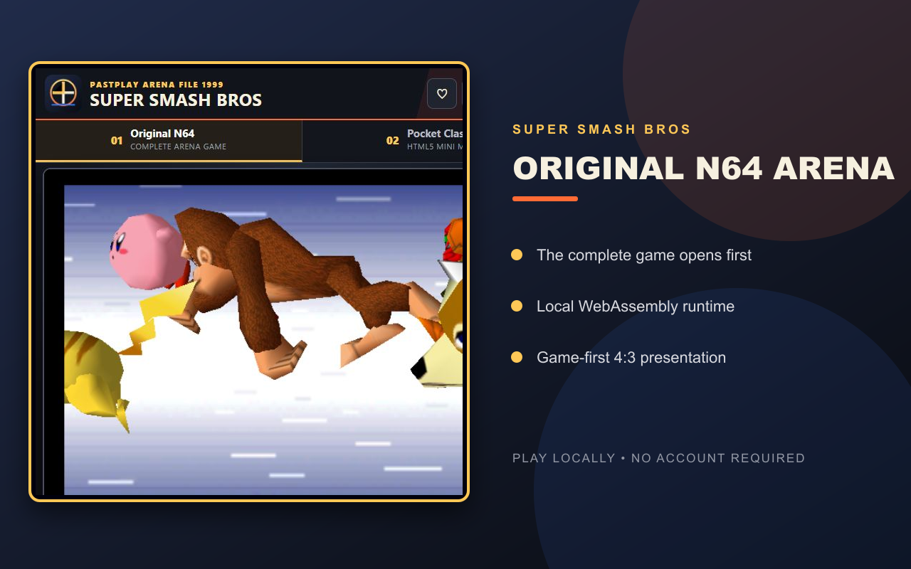 Super Smash Bros original N64 arena game in the Chrome extension