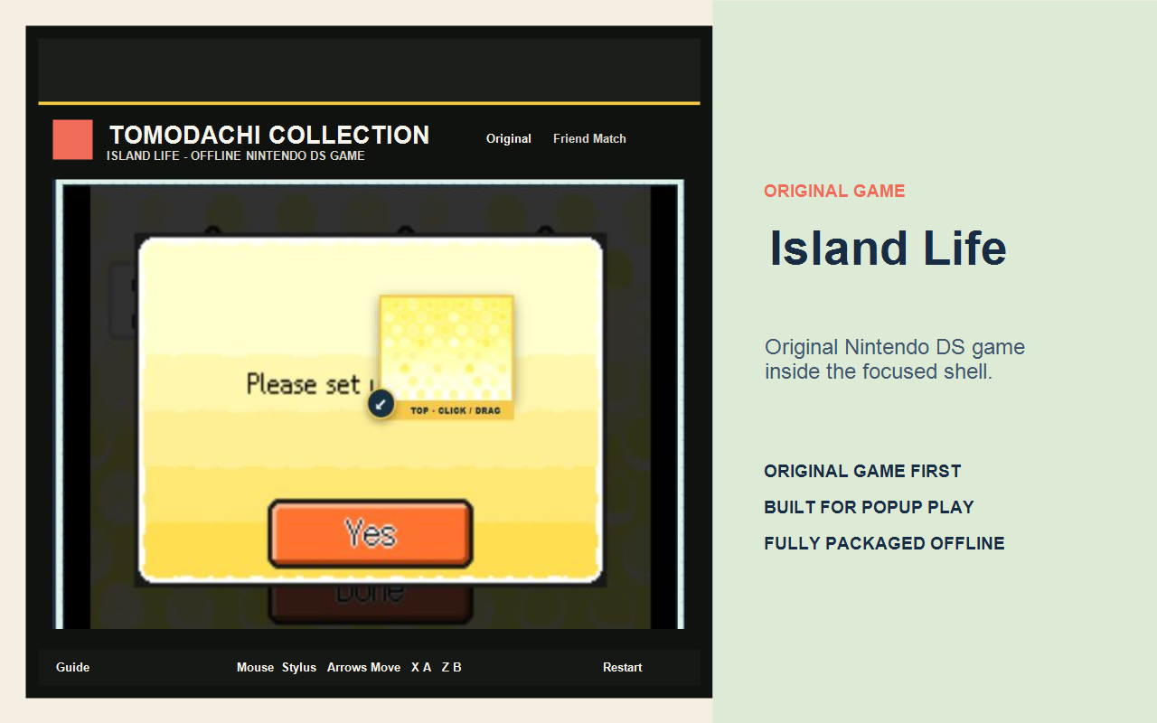 Tomodachi Collection English original Nintendo DS game in the Chrome extension