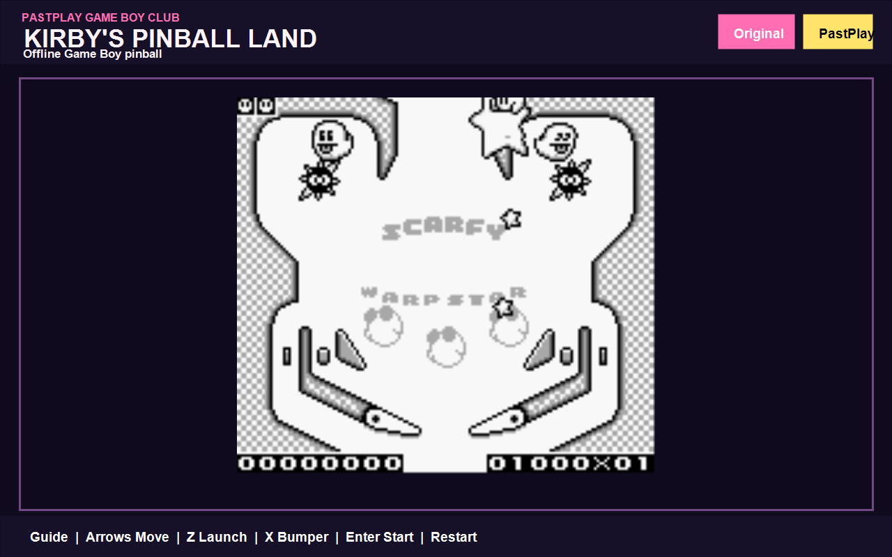 Kirby's Pinball Land - Game Boy Pinball original game in the Chrome extension